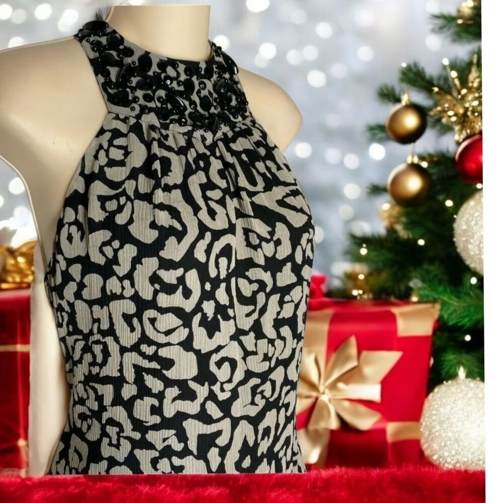 INC International Concepts Sleeveless Ruffled Abstract Print Party‎ Silk Dress14 - Picture 2 of 14
